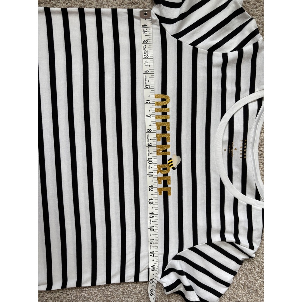Kate Spade Broome Street Queen Bee Striped T-Shirt Parisian Nautical Glitter M - Picture 6 of 7